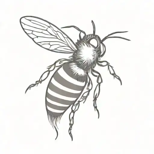 cute  bee from the back tattoo design idea