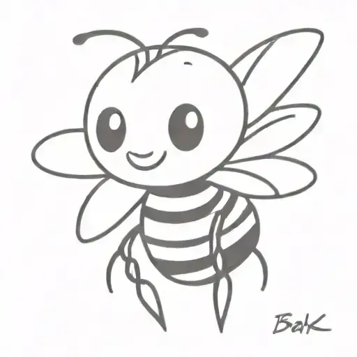 cute cartoon bee from the bavk tattoo design idea