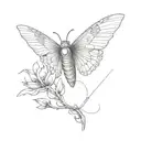 a sleeve with a moth in tricep and dragon in forearm  tattoo design idea