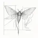 a sleeve with a moth in tricep and dragon in forearm  tattoo design idea