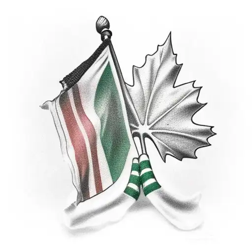 Mexican and Canadian flag merge tattoo design idea