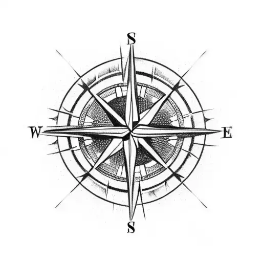 black compass broken apart tattoo design idea