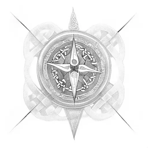 moral compass breaking apart with celtic knot design tattoo design idea