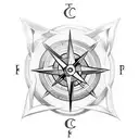 simplistic compass broken celtic tattoo design idea