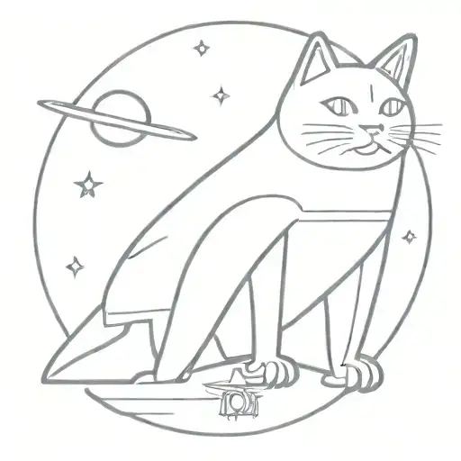 nasa spacecraft nasa, cat, ufo beaming tattoo design idea
