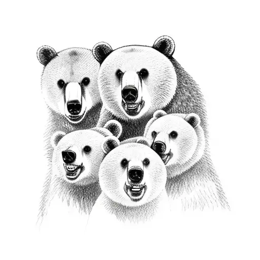 adult bear and two cubs  tattoo design idea