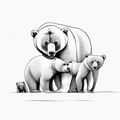 adult bear and two cubs  tattoo design idea