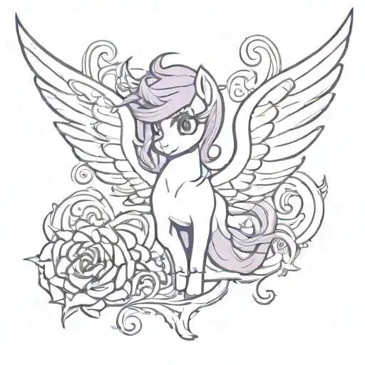 Sketch a tattoo design combining Twilight Sparkle's cutie mark with a succubus motif tattoo design idea
