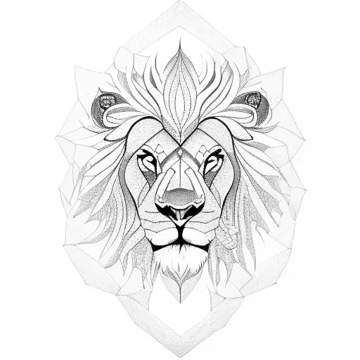 Lion emerging from the Seal of solomon tattoo design idea