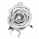 snake biting a rose with the text trust no one tattoo design idea