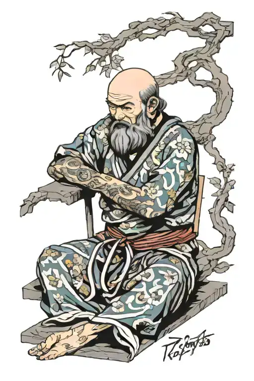 dr socrates pondering while sitting tattoo design idea