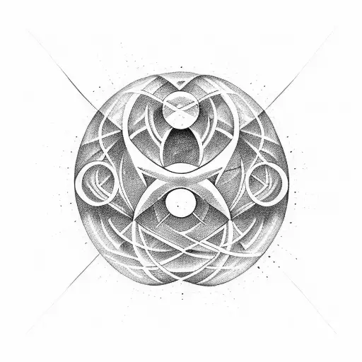 atom and space time curvature tattoo design idea