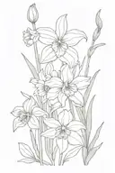 bundle of Azlea, Daffodil, hellebore, and iris flower tattoo design idea