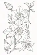 bundle of Azlea, Daffodil, hellebore, and iris flower tattoo design idea