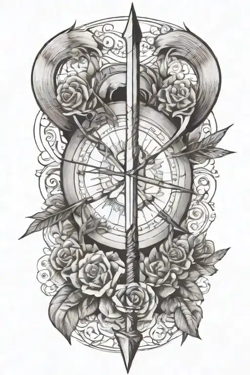 Bow and arrow tattoo design idea