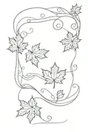 maple leaves falling water waves tattoo design idea