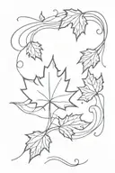 maple leaves falling water waves tattoo design idea