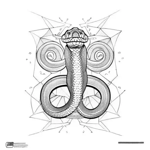 A yellow snake crawling through a black square tattoo design idea