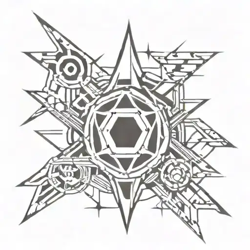cyber sigilism style tattoo tattoo design idea