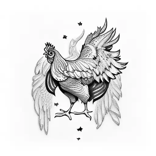 Chicken with wings made of galaxy patterns tattoo design idea