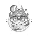 Moon and star patterned alcohol bottle tattoo tattoo design idea