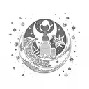 Moon and star patterned alcohol bottle tattoo tattoo design idea