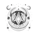 Moon and star patterned alcohol bottle tattoo tattoo design idea