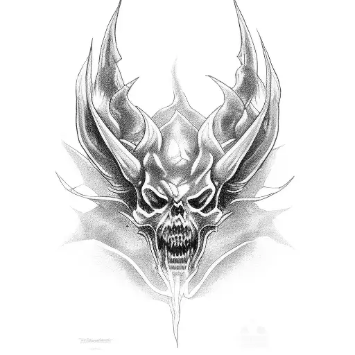 diablo con cráneos polillas tattoo design idea