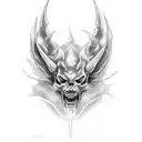 diablo con cráneos polillas tattoo design idea