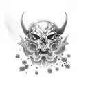 diablo con cráneos polillas tattoo design idea