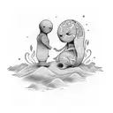 mother and son tattoo design idea