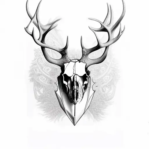 real elk skull  tattoo design idea