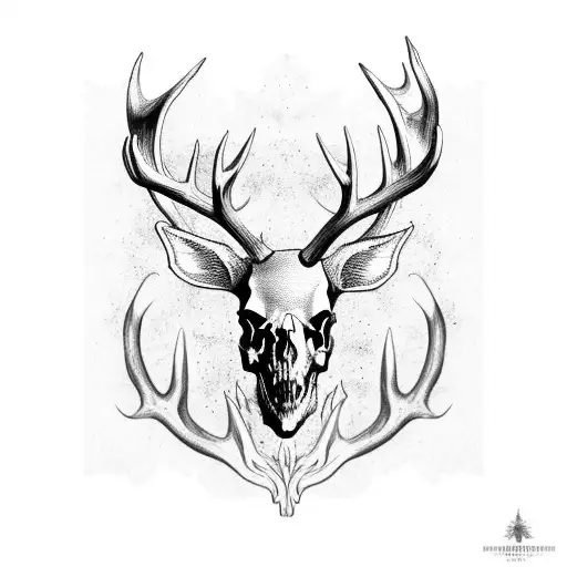 real elk skull  tattoo design idea