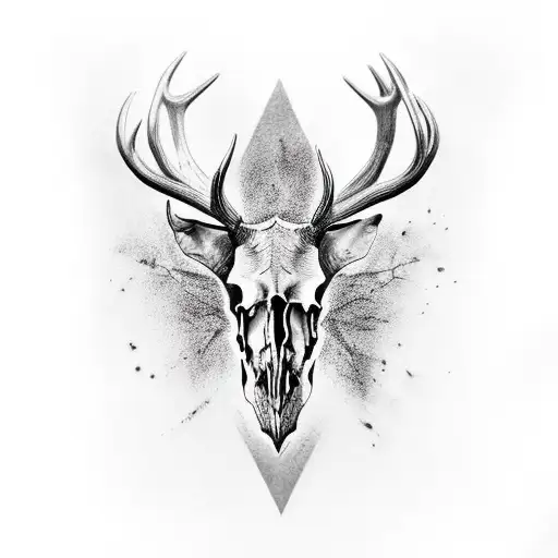 realism elk skull tattoo design idea
