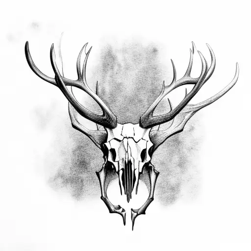 real elk skull  tattoo design idea