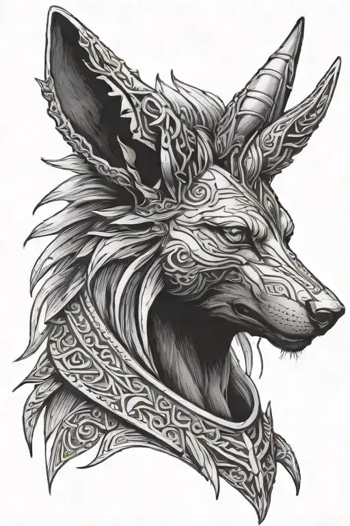 anubis holding Cerberus  tattoo design idea