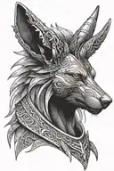 anubis holding Cerberus  tattoo design idea