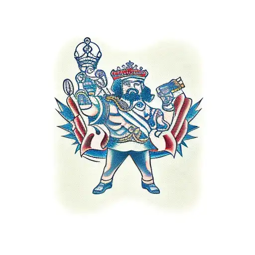 A tattoo featuring a pair of arms holding a king and queen card, representing the client's passion for both their occupation and favorite things tattoo design idea