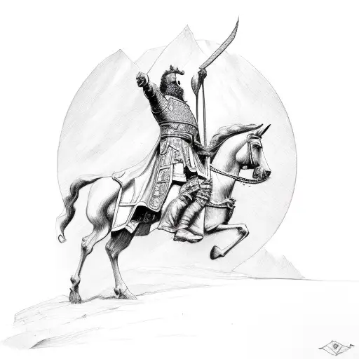 robert the bruce riding a horse tattoo design idea