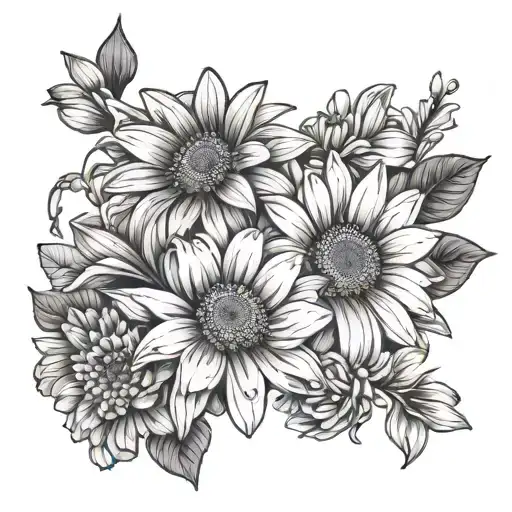 gerbera and lily flowers tattoo design idea