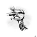 man holding a sign and riding an ostrich  tattoo design idea
