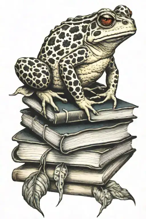 books with toad  tattoo design idea