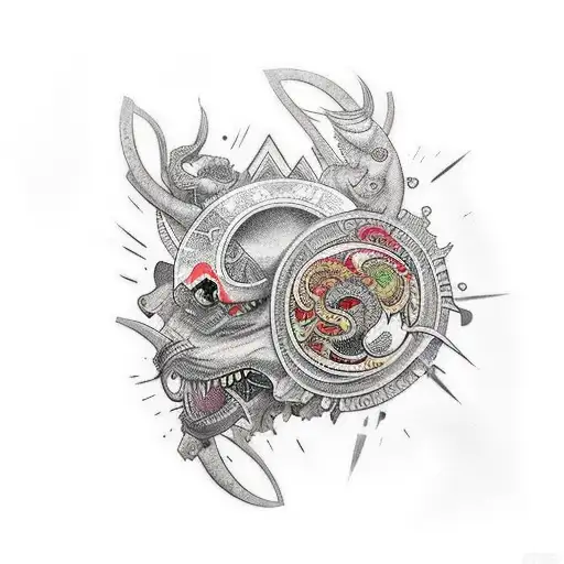 full sleeve alchemy symbolism tatto tattoo design idea