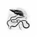 crow and a snake tattoo design idea