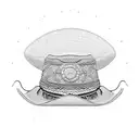 A creative design featuring a straw hat (Sombrero de paja) from One Piece, showcasing its unique shape and texture tattoo design idea