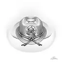 A creative design featuring a straw hat (Sombrero de paja) from One Piece, showcasing its unique shape and texture tattoo design idea