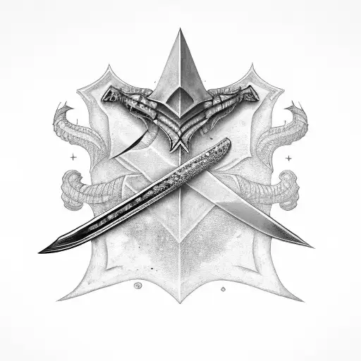 fer de lance wrapped around sword tattoo design idea