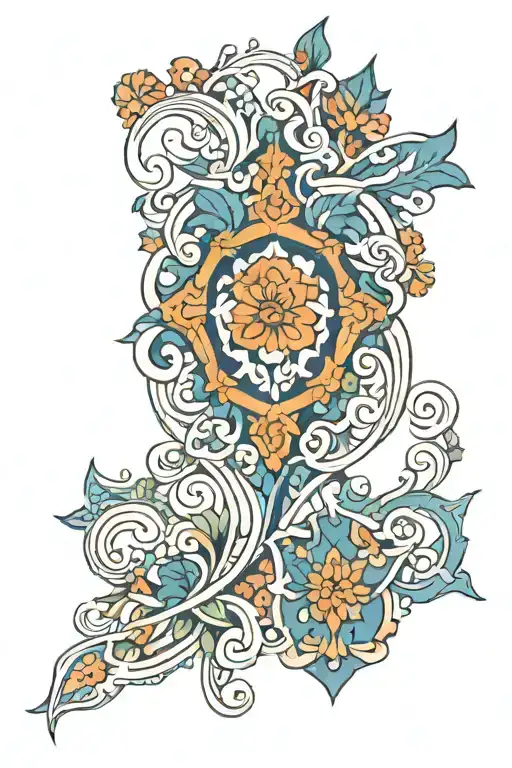 Mediterranean tile pattern tattoo design idea