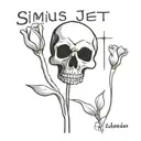 skull and tulip with writing: "simul justus et peccator" tattoo design idea