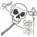 skull and tulip with writing: "simul justus et peccator" tattoo design idea
